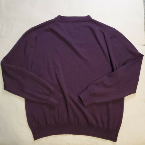 VTG Men’s Large 100% Italian Extra Fine MERINO WOOL Sweater Purple EUC - Picture 8 of 8
